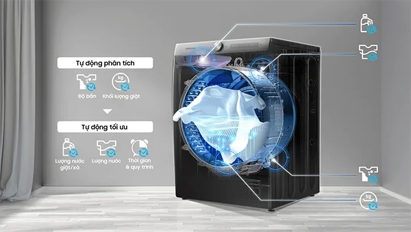 Máy giặt thông minh Samsung AI thế hệ mới phân tích độ bẩn, tối ưu quy trình giặt