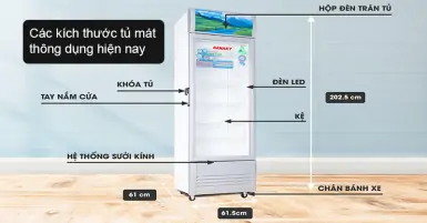 Các kích thước tủ mát thông dụng hiện nay