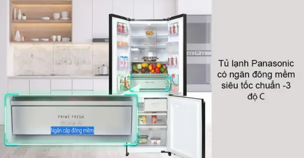 Tủ lạnh Panasonic có ngăn đông mềm siêu tốc chuẩn -3℃