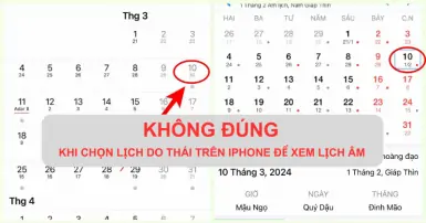 Chọn lịch Do Thái trên iPhone để xem lịch âm bị lệch ngày, KHÔNG ĐÚNG