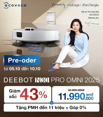 Banner Robot Hút Bụi Lau Nhà Ecovacs Deebot N30 Pro Omni Đen