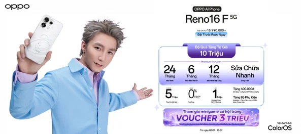Đăng ký nhận thông tin OPPO Reno16 F 5G