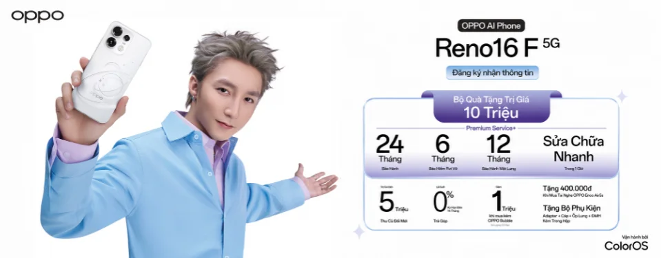 Đăng ký nhận thông tin OPPO Reno16 F 5G