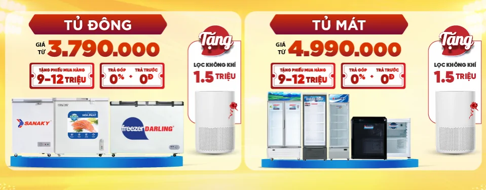 Tủ đông, tủ mát giảm sốc