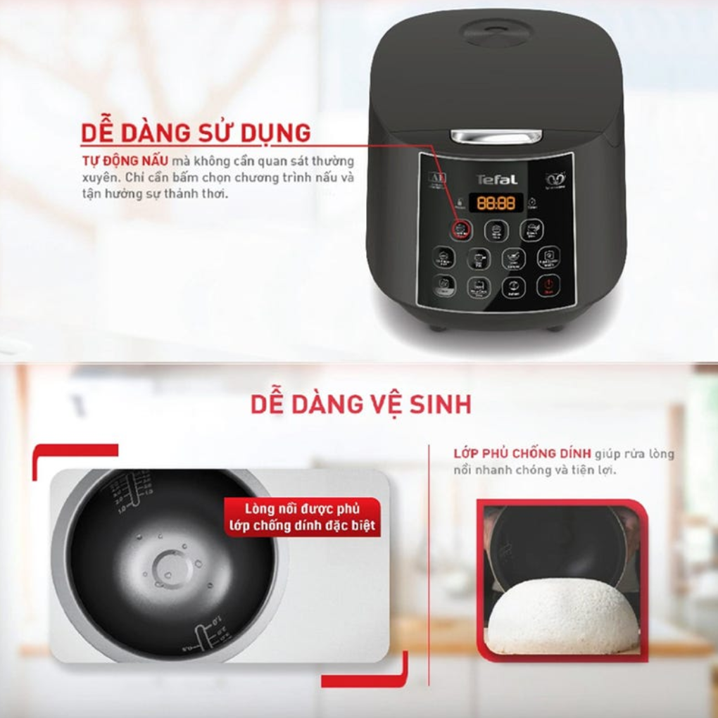 Nồi Cơm Điện Tử Tefal RK736B68 1.8 Lít 7