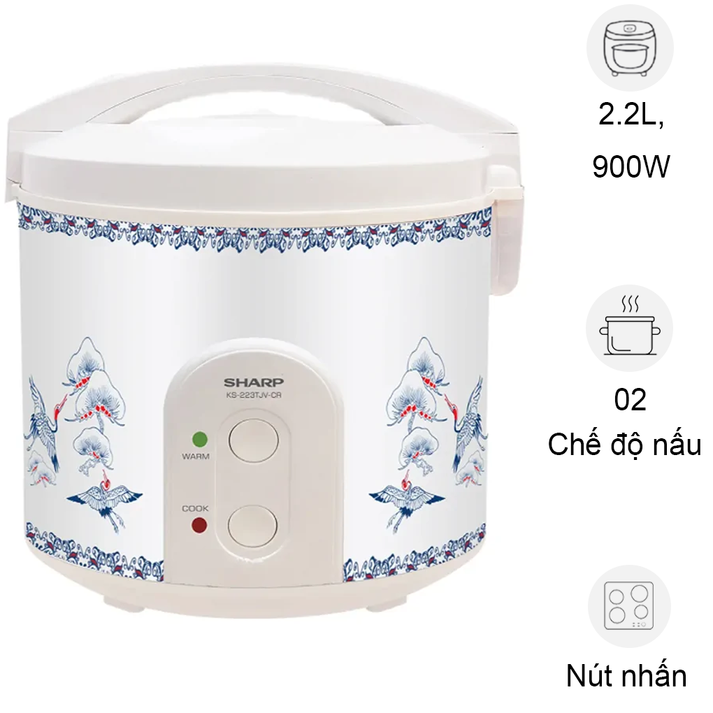 Nồi Cơm Điện Sharp KS-223TJV-CR 2.2 Lít  (Sản phẩm trưng bày)