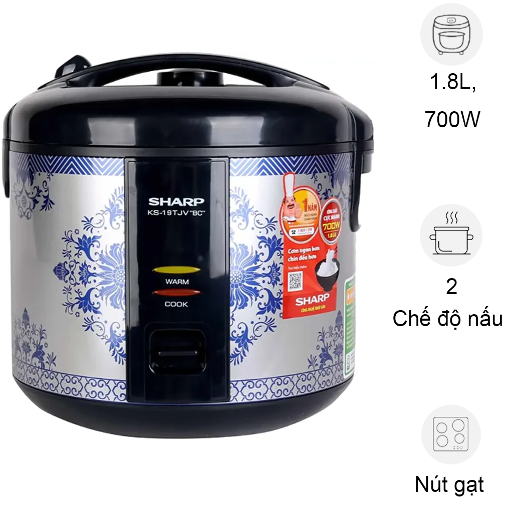 Nồi Cơm Điện Sharp KS-19TJV "BC" 1.8 Lít