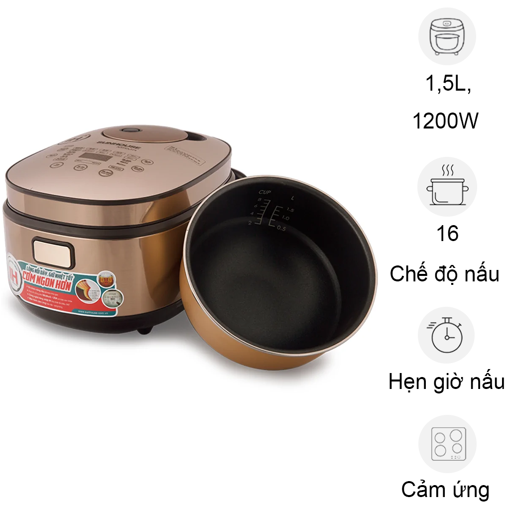 Nồi Cơm Điện Cao Tần Sunhouse SHD8955 1.5 lít  (Sản phẩm trưng bày)