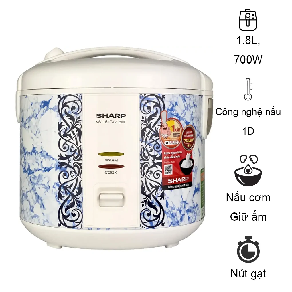 Nồi Cơm Điện Sharp KS-181TJV "BM" 1.8 Lít