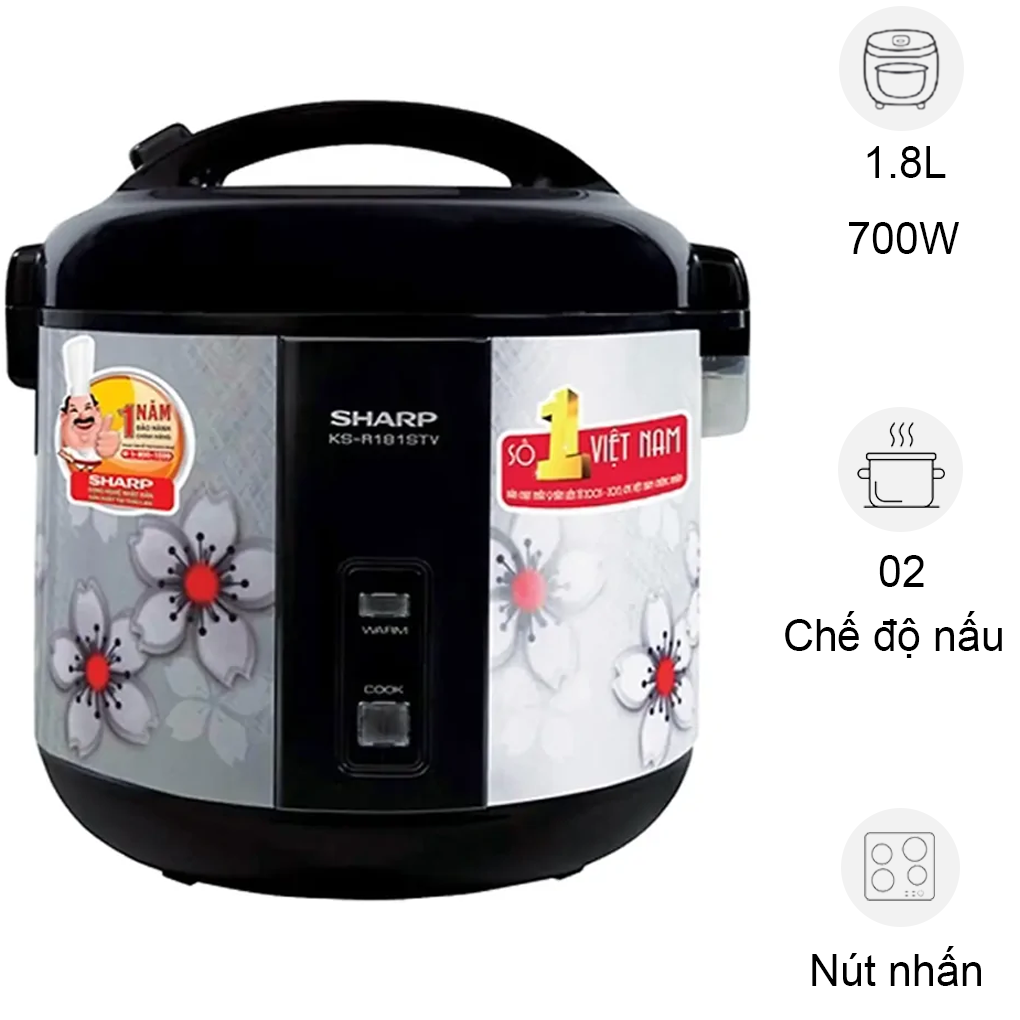 Nồi Cơm Điện Sharp KS-NR181STV "SS" 1.8 Lít