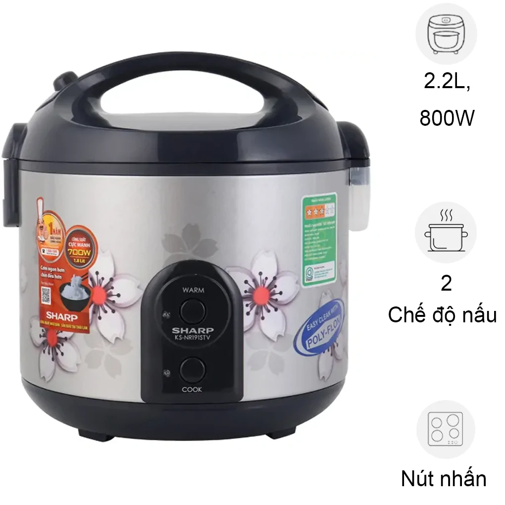 Nồi Cơm Điện Sharp KS-R231STV "SS" 2.2 Lít