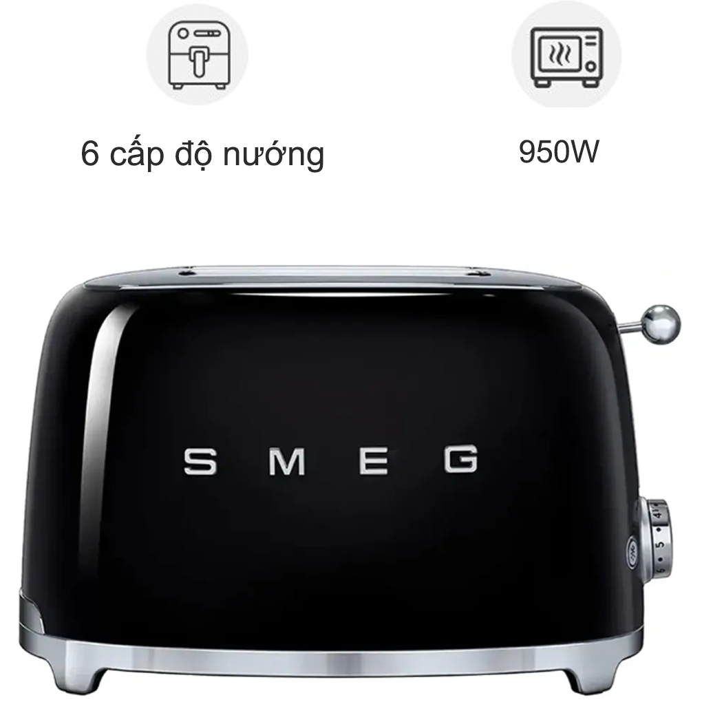 Máy nướng bánh mì Smeg TSF01BLEU, Màu đen