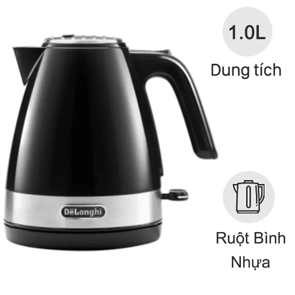 Bình đun siêu tốc 1 lít Delonghi KBLA2000.BK - Thương Hiệu Ý  (Sản phẩm trưng bày)