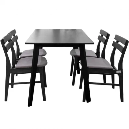 Bộ Bàn Ăn Fiesta WM1781A-DT5 Xám + 4 Ghế Ăn Delvin WM1968-DC Xám (RUSTIC GREY)