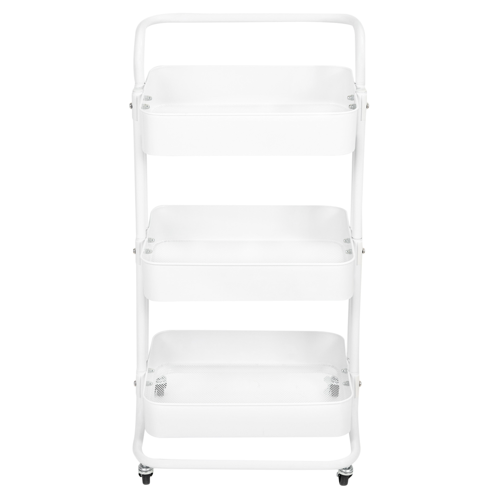 Kệ Xếp 3 Tầng Kim Loại Có Bánh Xe ECOSF3 Trắng