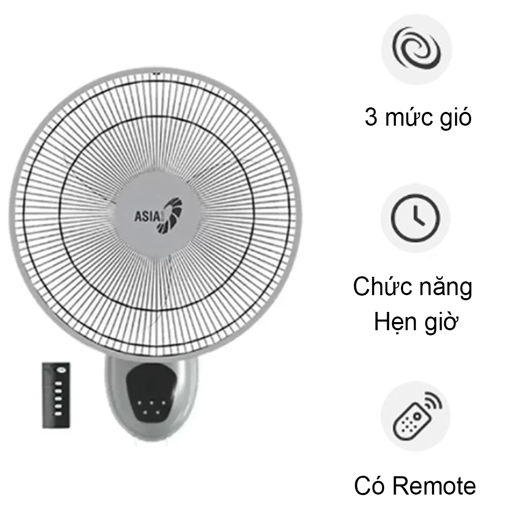 Quạt Treo Tường Asiavina VY377990 - Xám