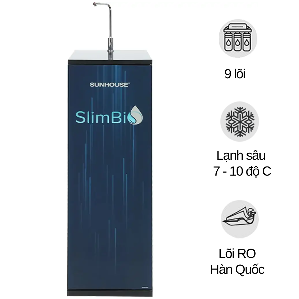 Máy Lọc Nước R.O Nóng Lạnh SUNHOUSE SLIMBIO SHA76214CK-S  (Sản phẩm trưng bày)