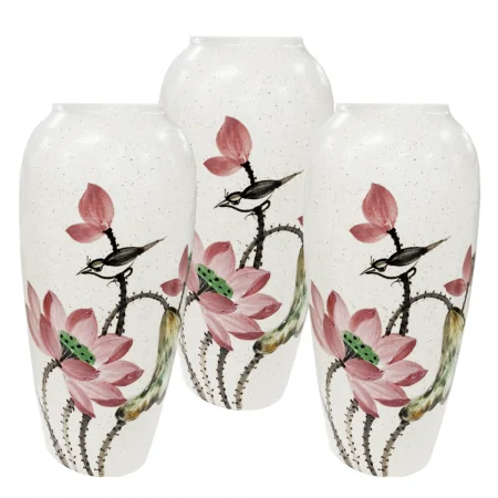 Lọ Hoa Men Mát Hoa Sen L574