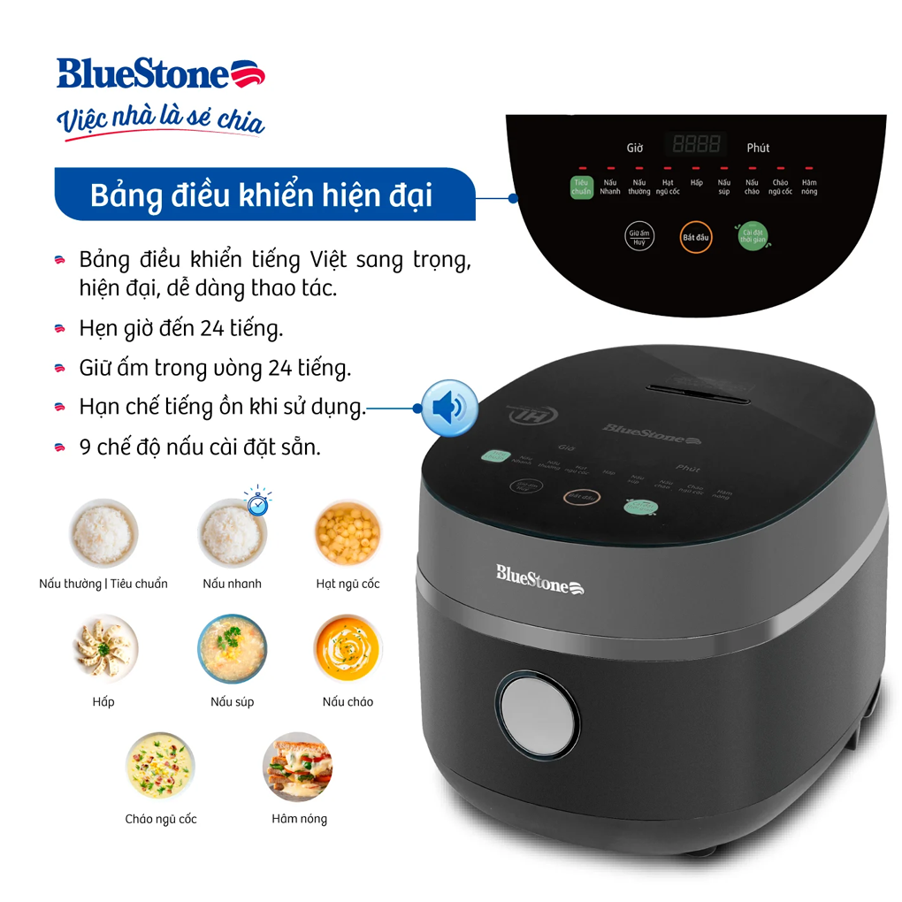 Nồi Cơm Điện Tử Cao Tần Bluestone RCB-5991 1.5 Lít 11