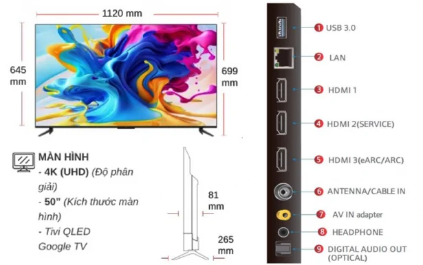 Google Tivi TCL QLED 4K 50 Inch 50C645 Giá Rẻ, Giao Ngay