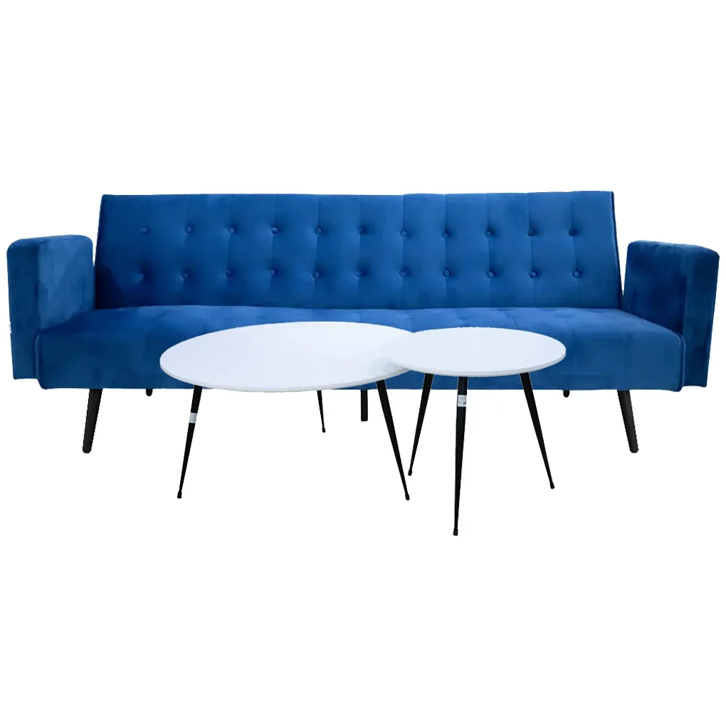 Bộ Sofa Giường Ava MLM503380 Xanh + 2 Bàn Coffee 291 50cm Trắng giá rẻ