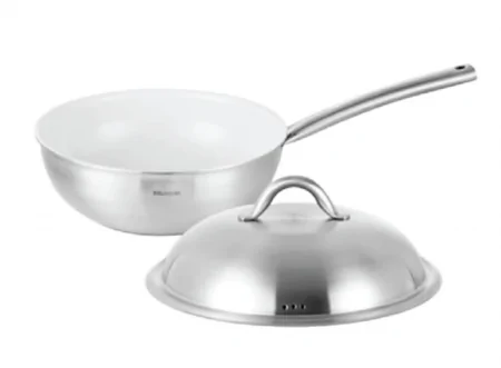 Chảo Sâu Inox 3 Lớp Chống Dính Ceramic 28cm Nắp Inox EC-228N