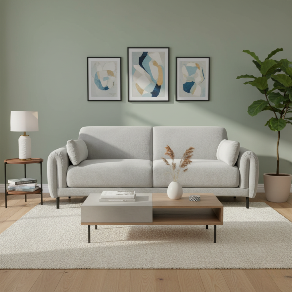 Sofa 3 Chỗ Vale 1307 Xám Nhạt