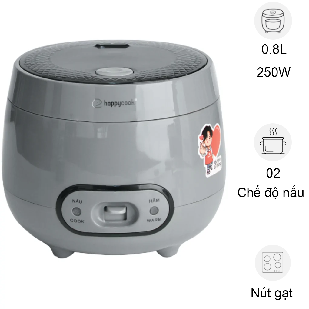 Nồi Cơm Nắp Gài Happy Cook HCJ-080G 0.8 Lít