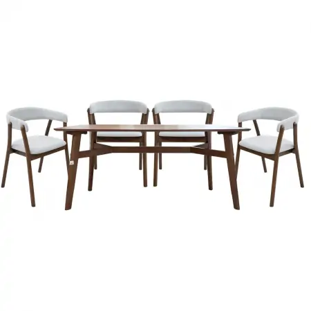 Bộ Bàn Ăn Ariel WM1906 + 4 Ghế Ăn Ariel WM1938 Nâu