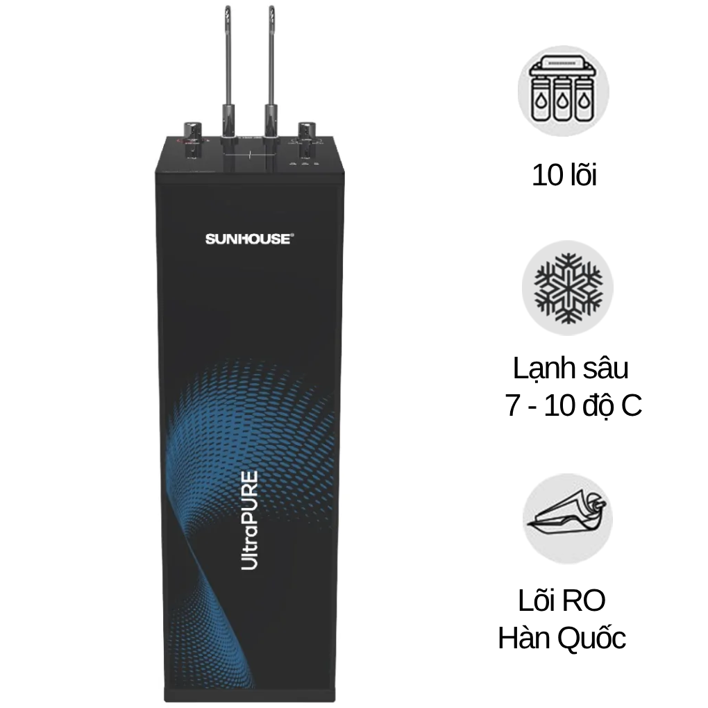 Máy Lọc Nước RO UltraPURE Nóng Lạnh 10 Lõi Sunhouse SHA76621KL