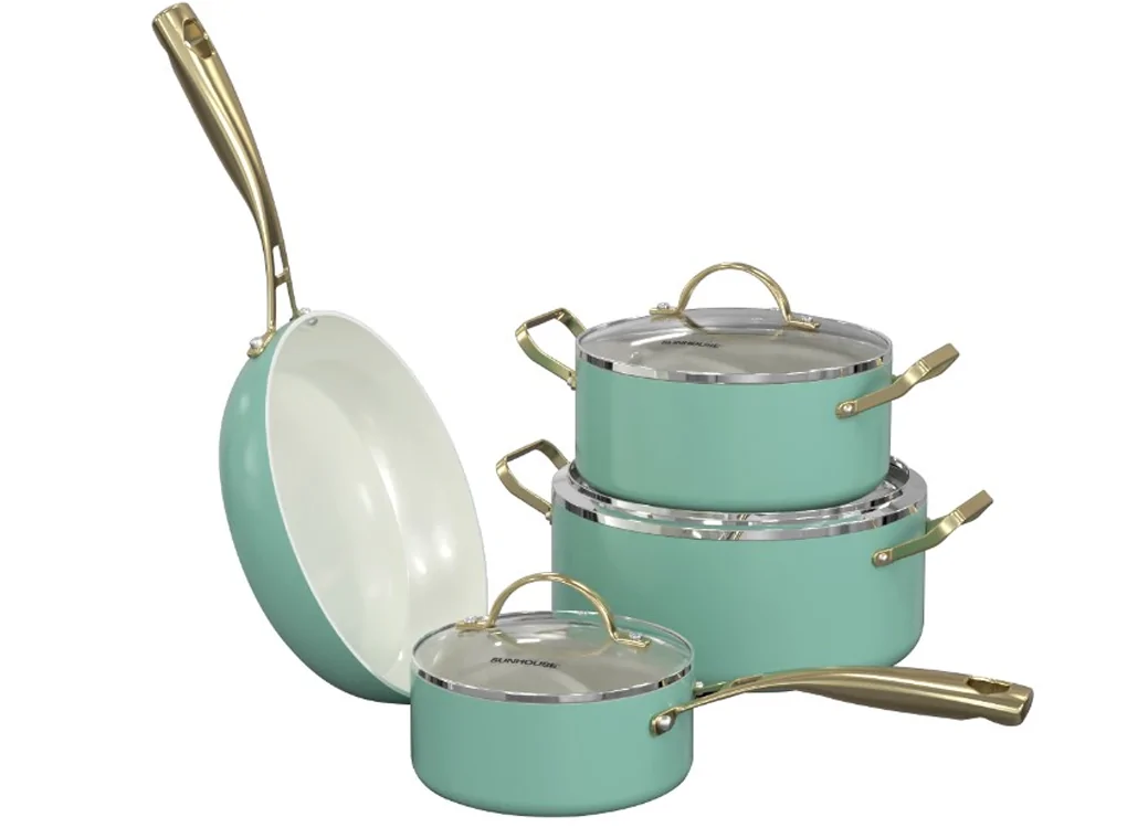 Bộ Nồi Chảo Ceramic Đáy Liền Infinity Sunhouse IF8668