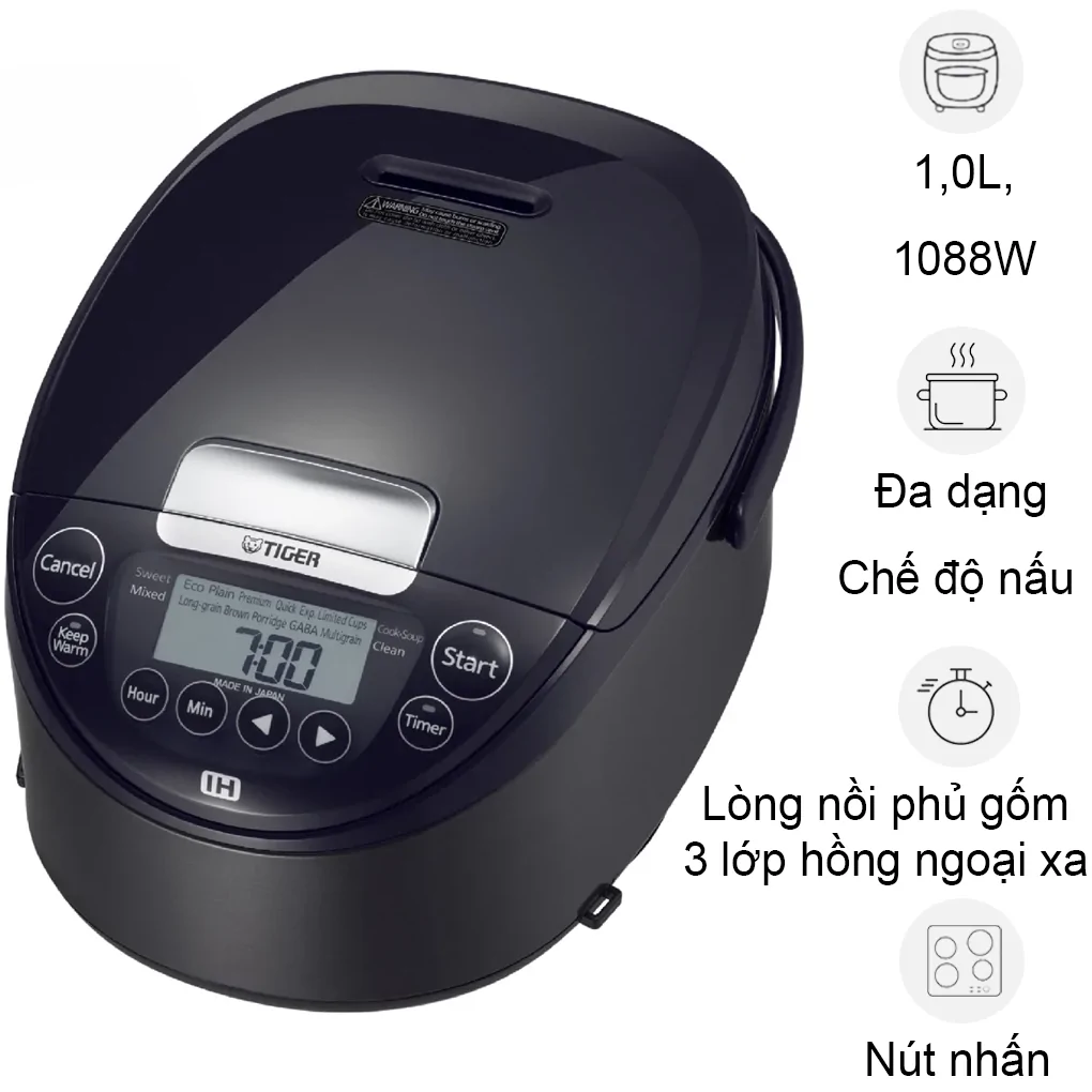 Nồi Cơm Điện Cao Tần Tiger JPW-H10V 1.0 Lít - Nhật Bản