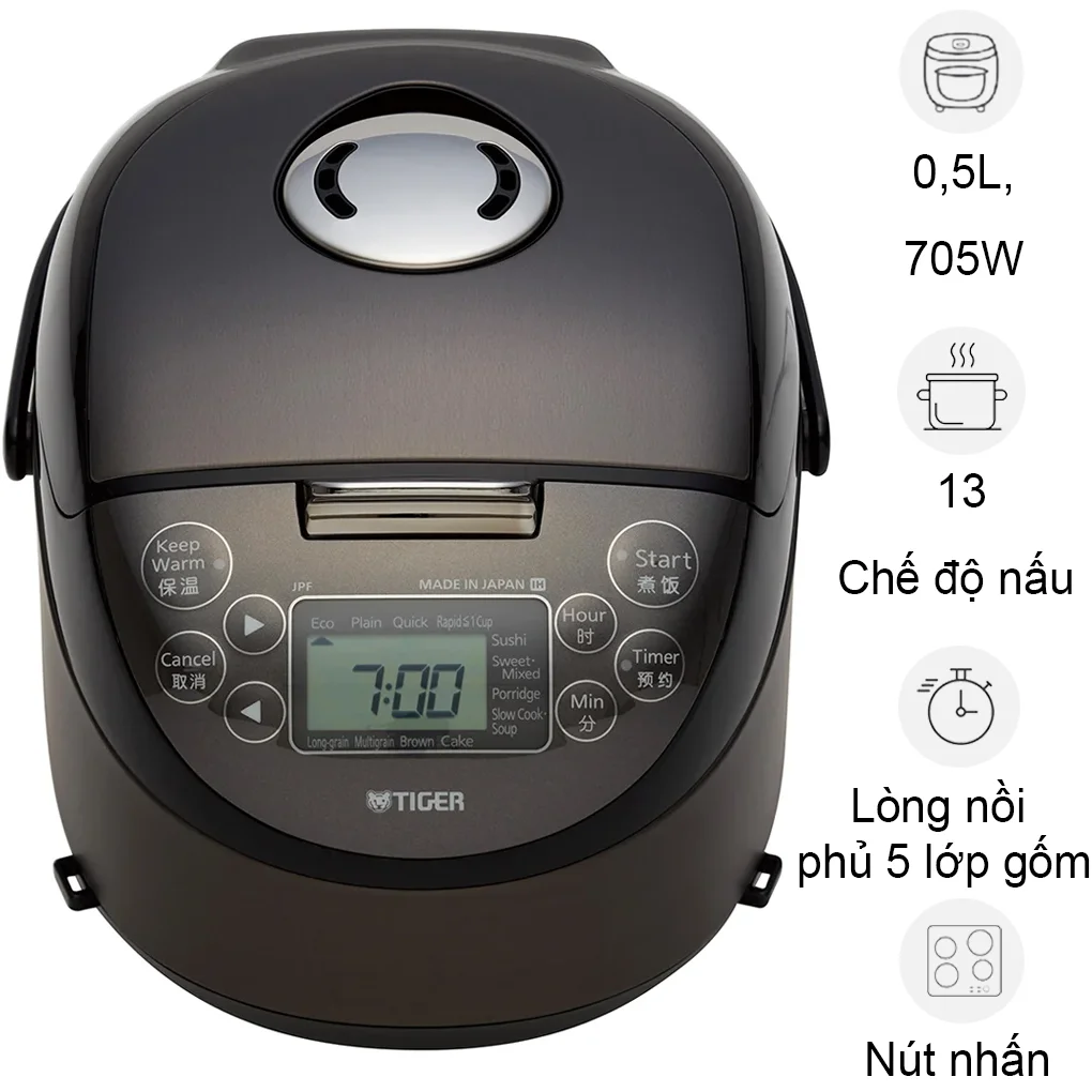 Nồi Cơm Điện Tử Cao Tần Tiger JPF-A55W 0.5 Lít - Nhật Bản