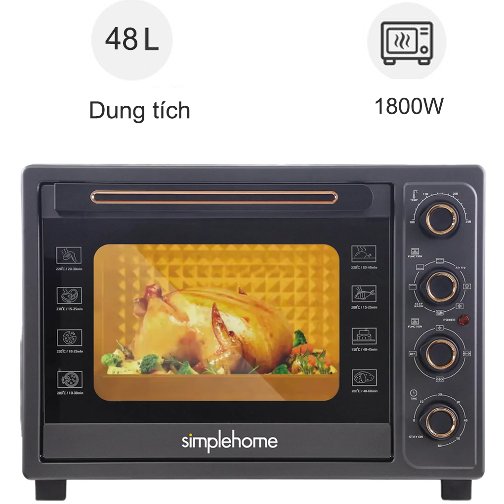 Lò nướng kết hợp chiên không dầu Simplehome TOV-48G
