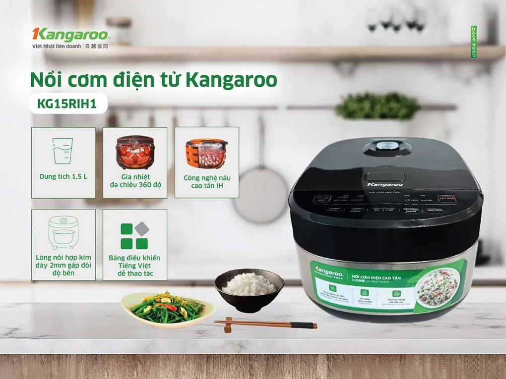 Nồi Cơm Điện Cao Tần Kangaroo KG15RIH1 1.5 Lít 5