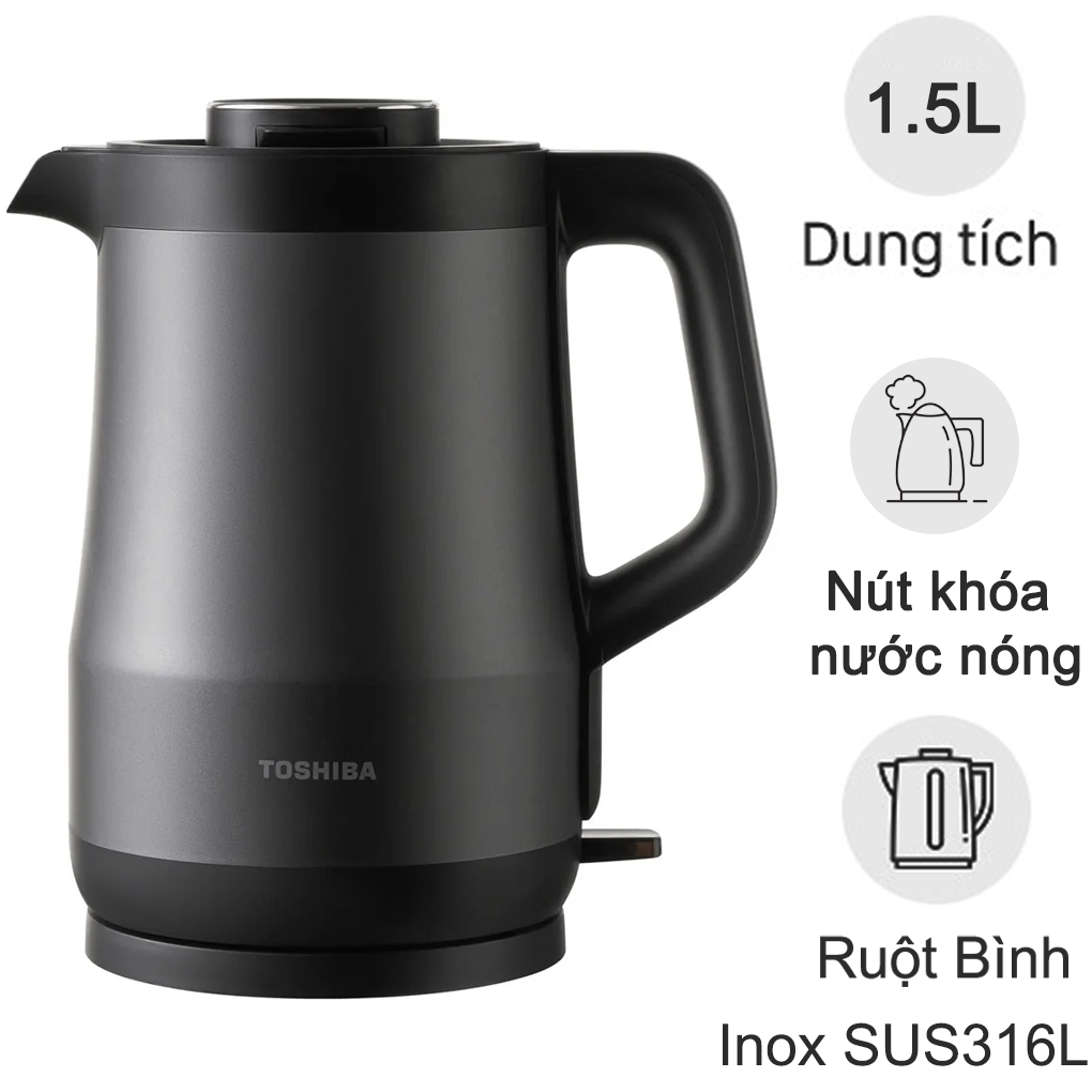 Bình Đun Siêu Tốc Chống Tràn Toshiba KT-15DRTVN(H) 1.5 Lít