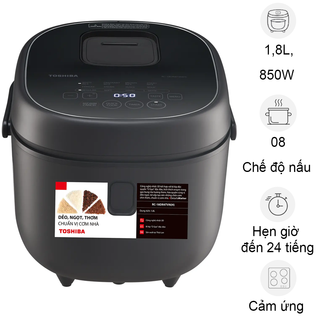 Nồi Cơm Điện Tử Toshiba RC-18DR4TVN(H) - 1.8 Lít - Xuất Xứ Thái Lan