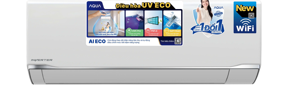 Máy Lạnh AQUA Inverter 1 Hp AQA-RUV10TA  (Sản phẩm trưng bày)