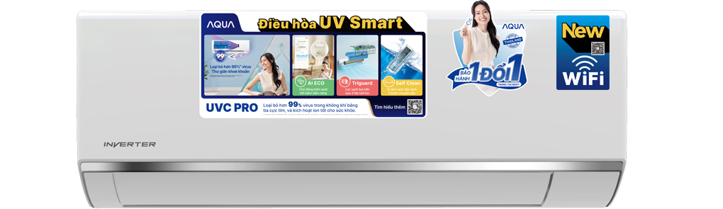 Máy Lạnh AQUA Inverter 1.5 Hp AQA-RUV13RB3