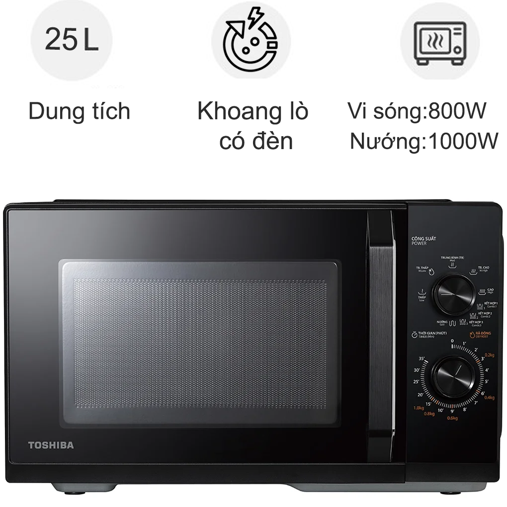 Lò Vi Sóng Có Nướng Toshiba MW3-MG25PE(BK) 25 Lít