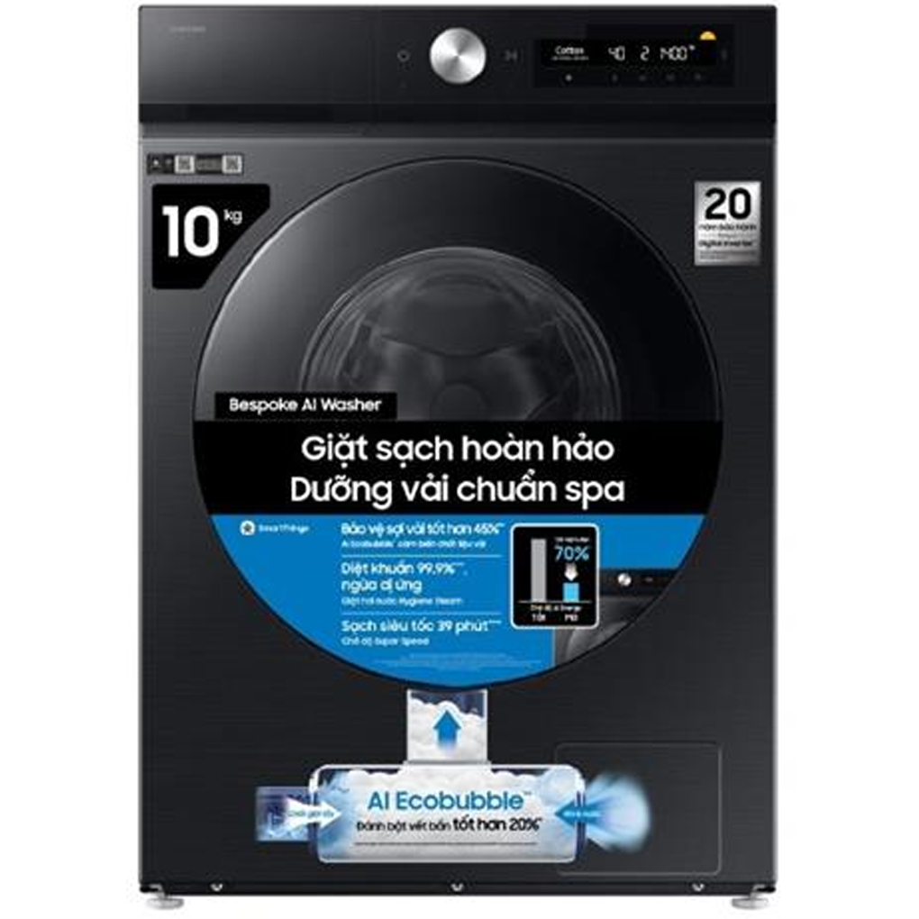 Máy Giặt Samsung Bespoke AI EcoBubble Inverter 10 kg WW10DB7U34GBSV  (Sản phẩm trưng bày)