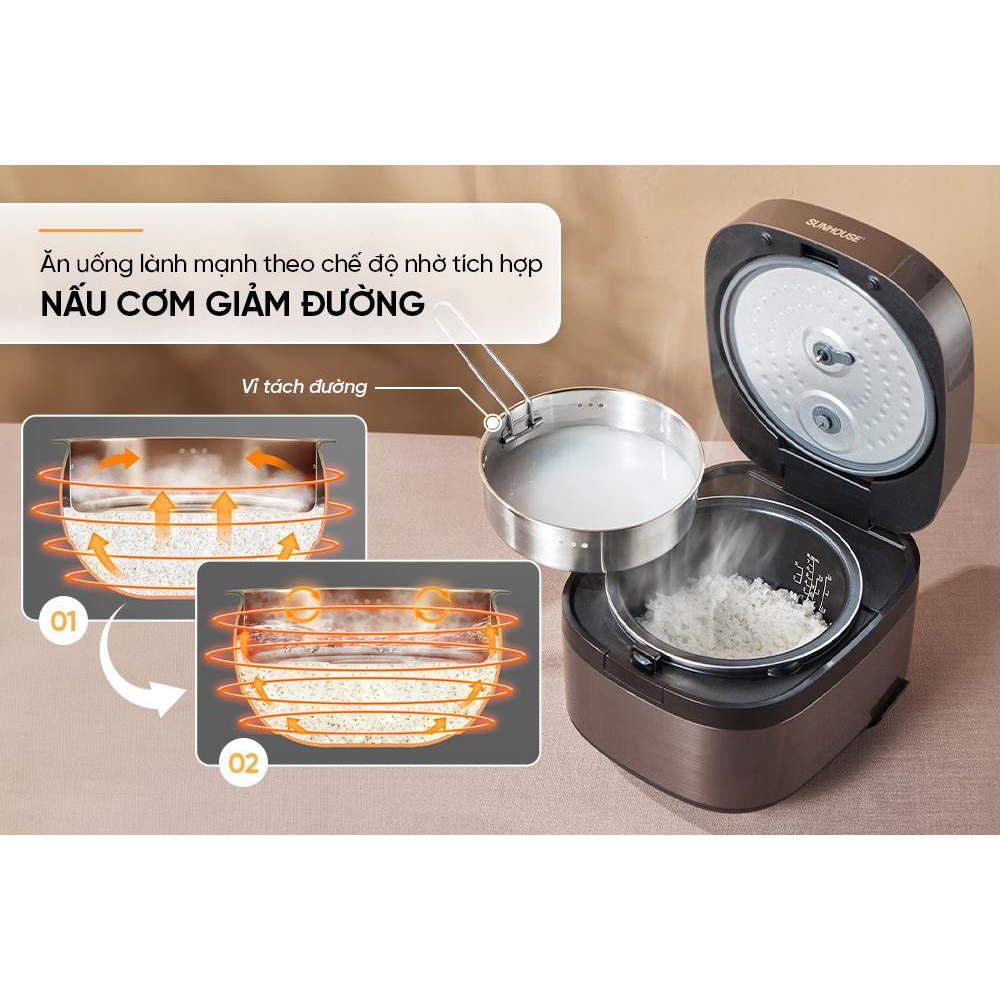 Nồi Cơm Điện Cao Tần Sunhouse SHD8826 1.5 Lít 12