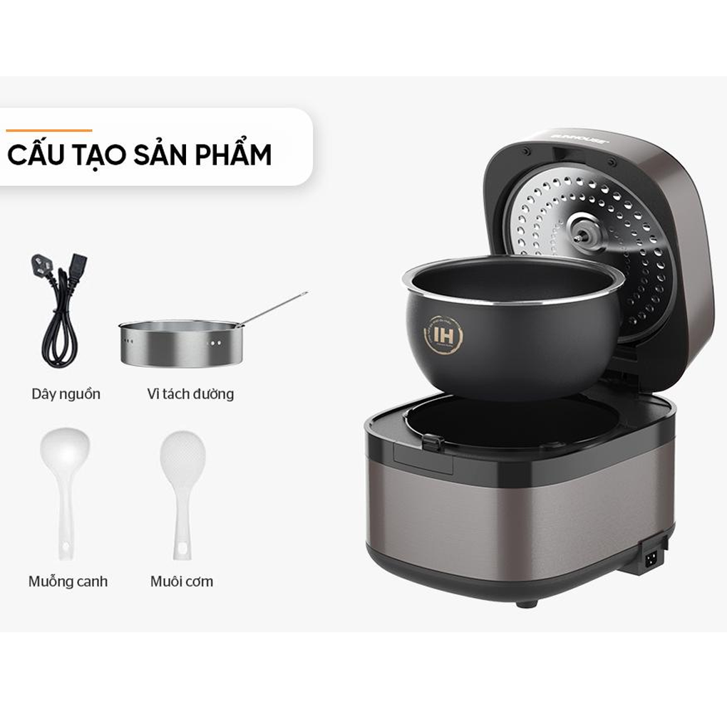 Nồi Cơm Điện Cao Tần Sunhouse SHD8826 1.5 Lít 8