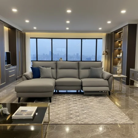 Sofa thư giãn (góc trái) Nelly J464S 262cm Xám đậm