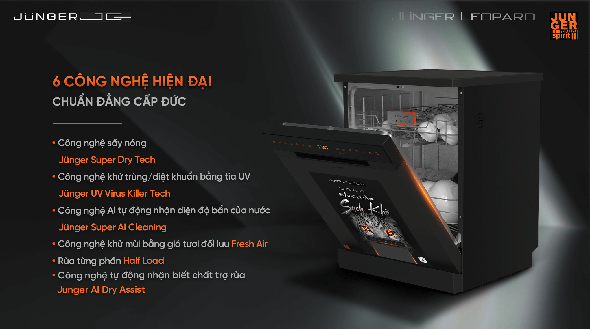 Máy rửa bát Junger Leopard DWJ-183-VG xuất xứ Thái Lan
