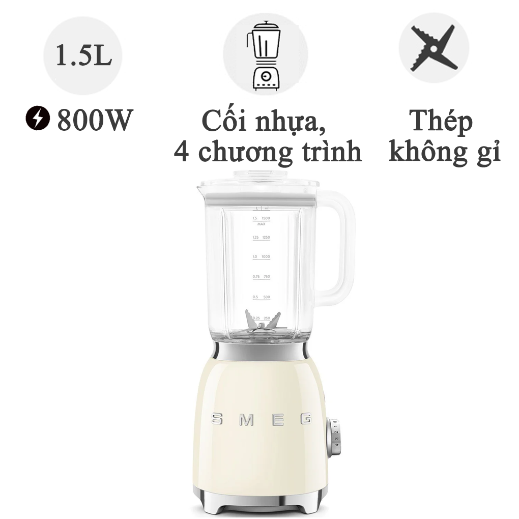 Máy Xay Sinh Tố Smeg BLF03CREU Màu Kem