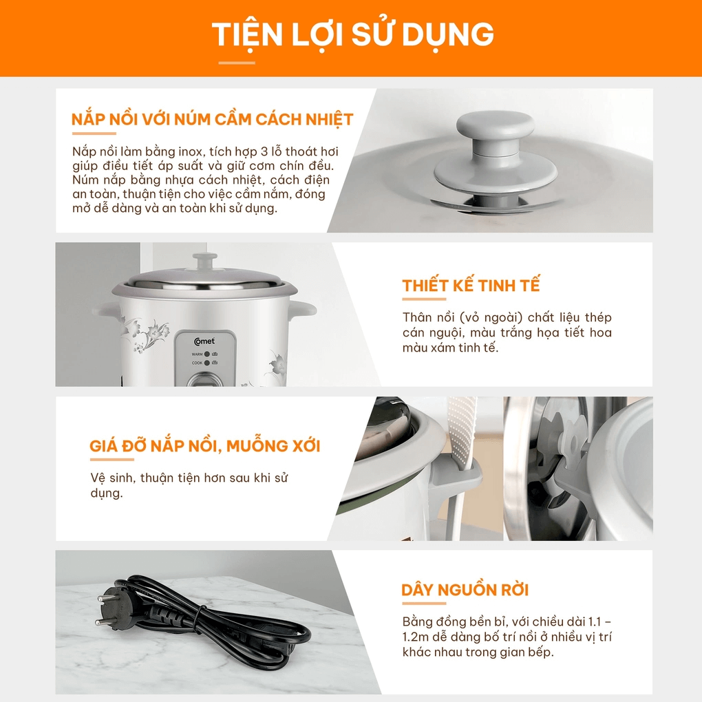 Nồi Cơm Điện Comet CM8020 1.8 Lít 5