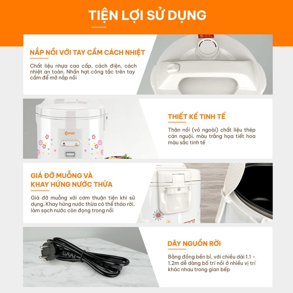 Nồi Cơm Điện Comet CM8015 1.8 Lít 5