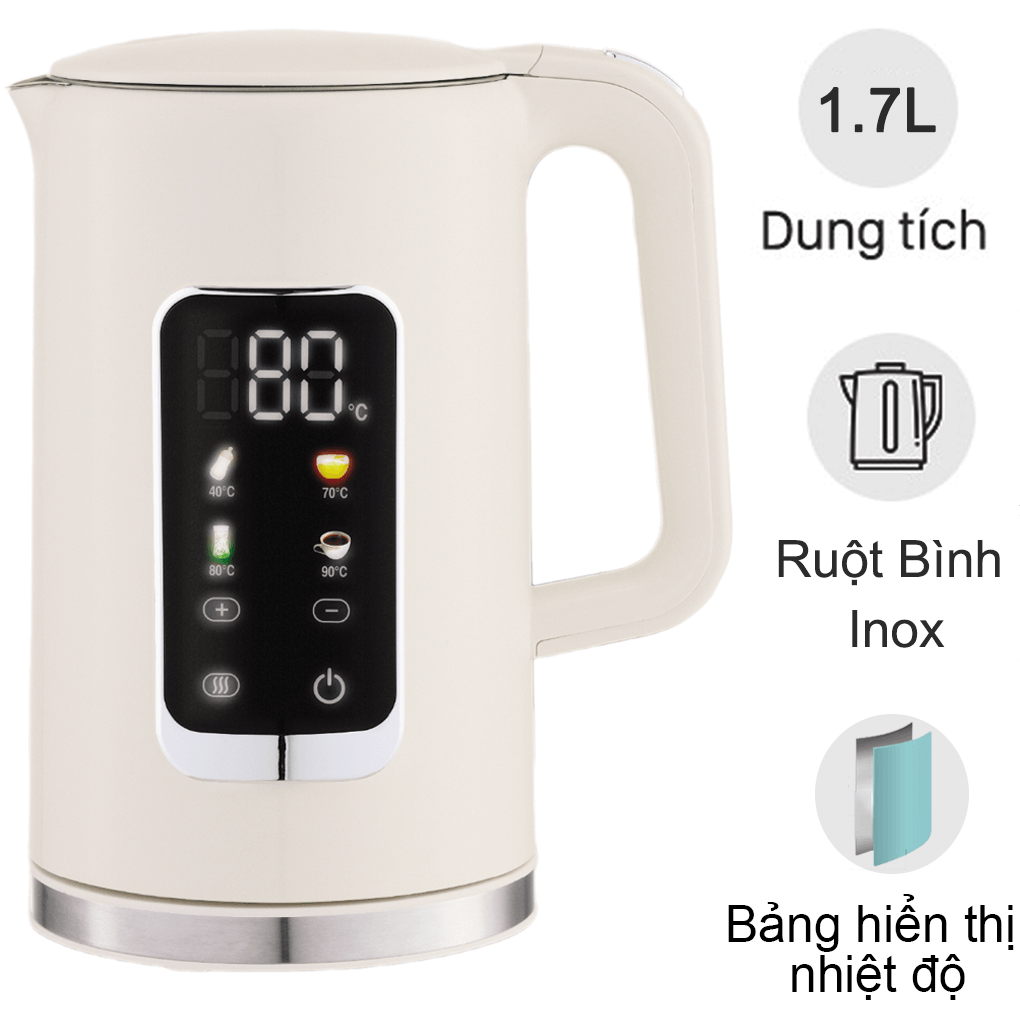 Bình Đun Siêu Tốc 2 Lớp Simplehome HHB8723D Màu Kem