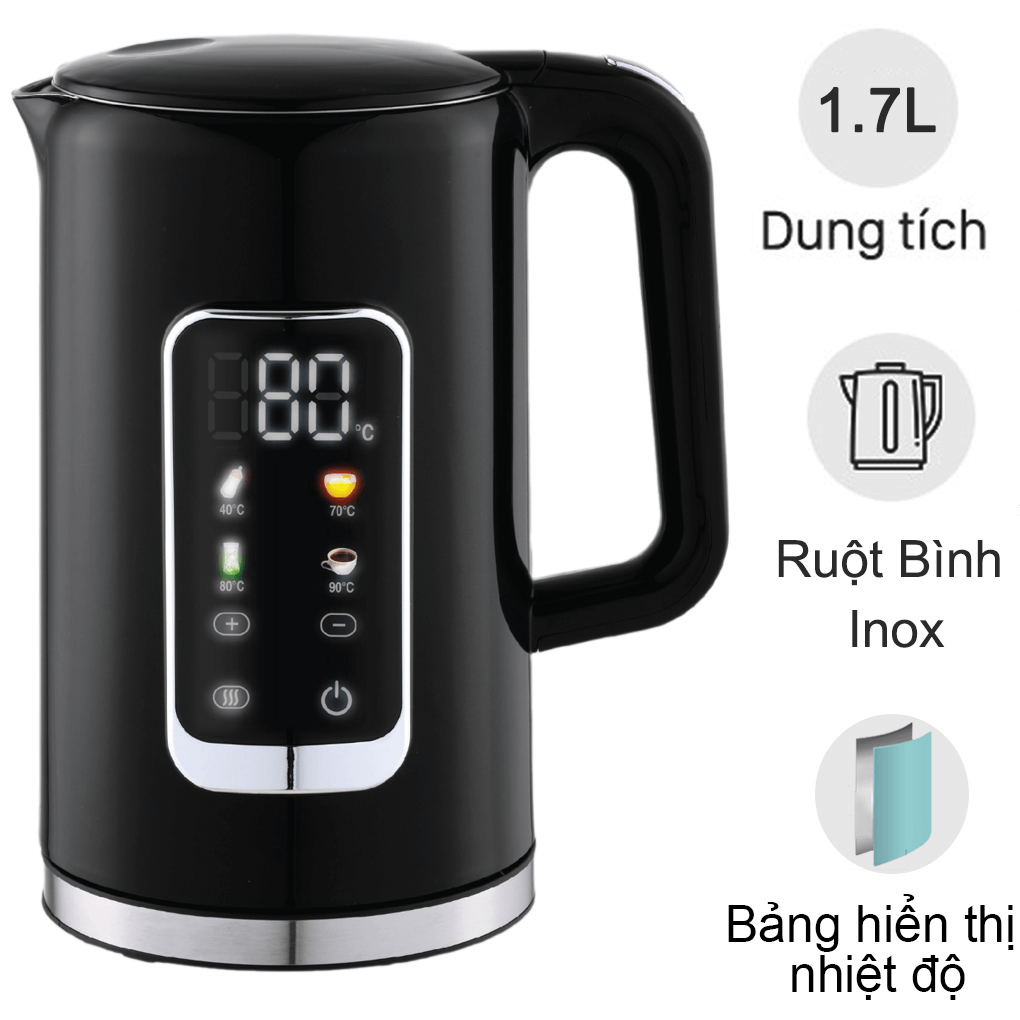 Bình Đun Siêu Tốc 2 Lớp Simplehome HHB8723D Màu Đen